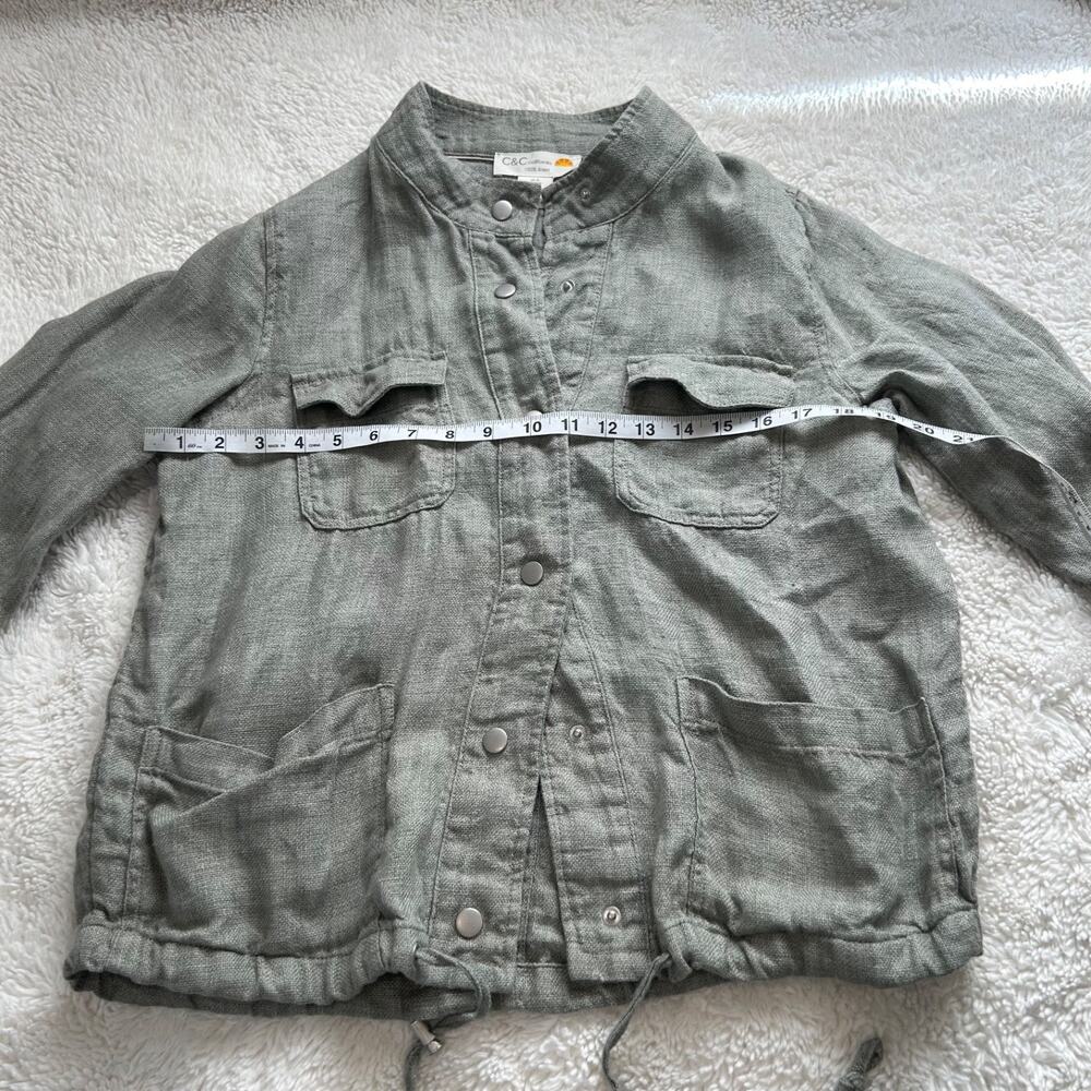 C & C California Linen Utility Jacket Womens M Natural Minimalist Boho Resort - Picture 3 of 6